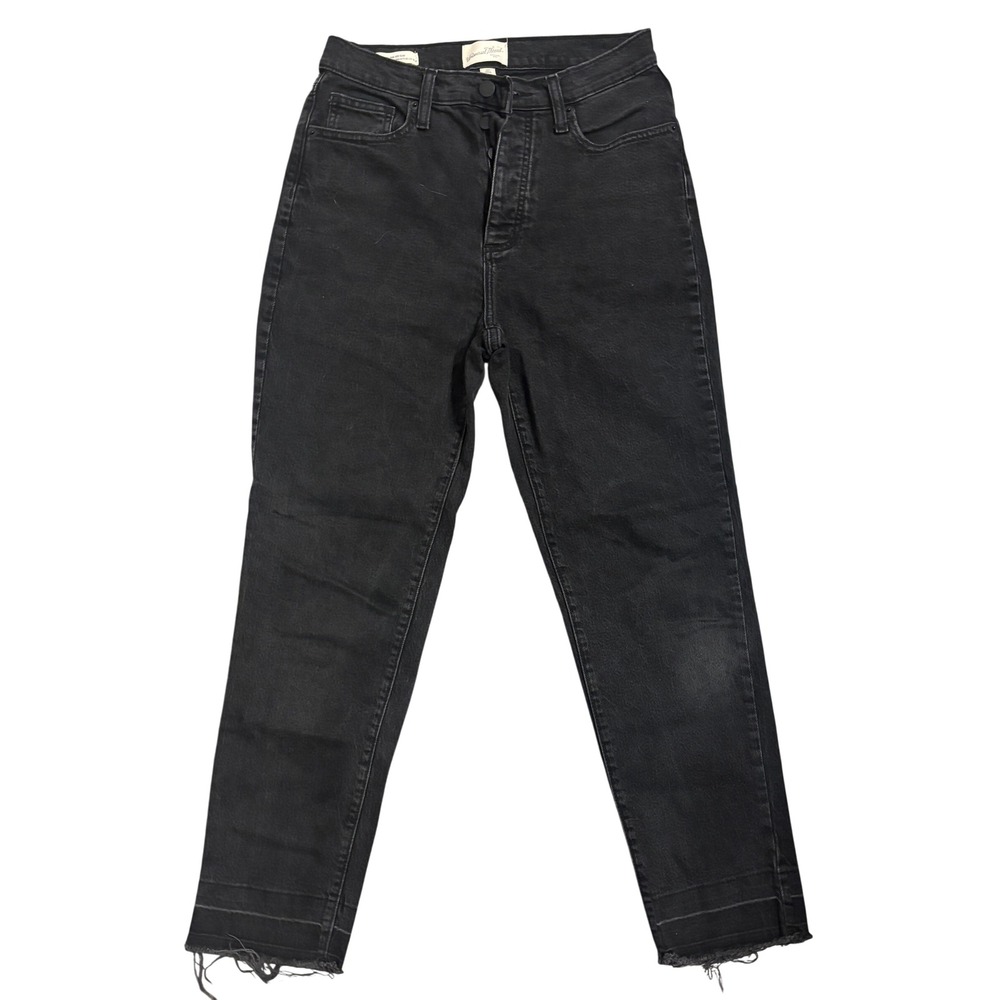 Universal Thread High Rise 90s Slim Jeans Washed Black Button Fly Raw Hem 6/R